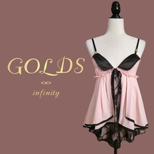 Golds Infinity Gyaru Pink & Black Lace Babydoll Top One-size Japan
